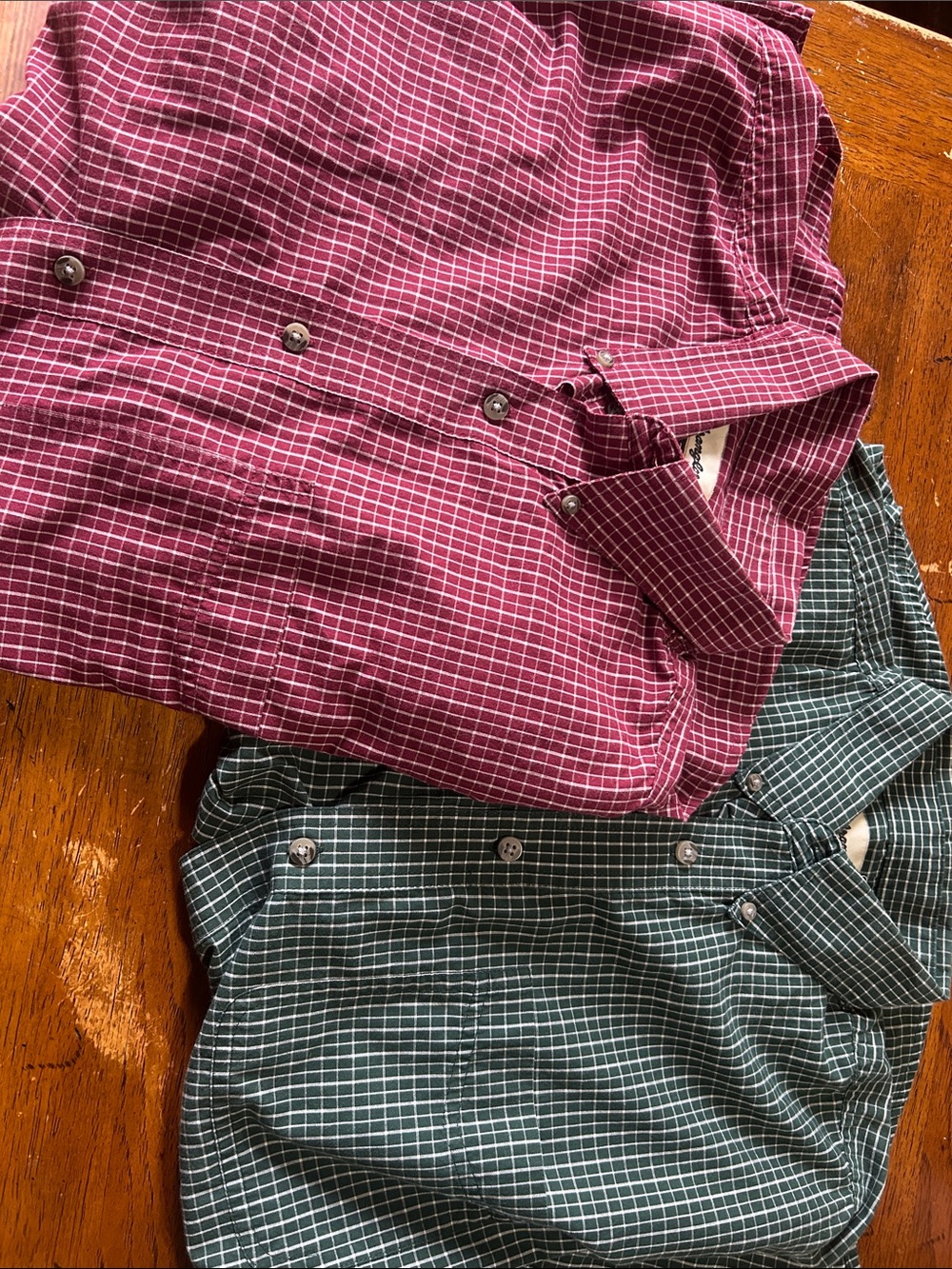 Wrangler Men's Check Button-Down Shirt - Burgundy & Forest Green
